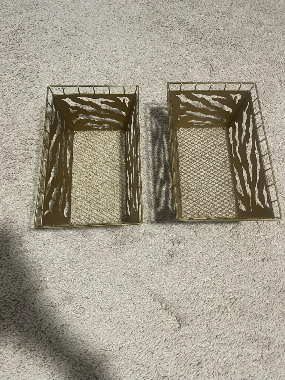 Gold Metal Decorative Storage Baskets - Set of 2